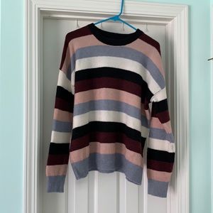 Large Striped Sweater white/black/blue/pink/maroon